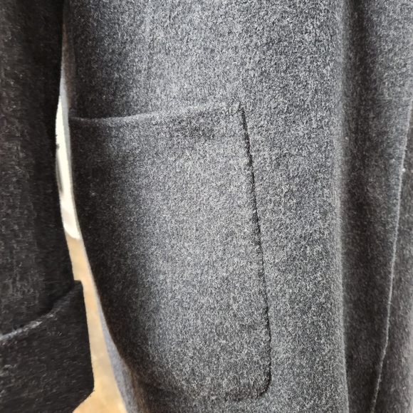 EILEEN FISHER CHARCOAL LIGHTWEIGHT STAND-UP COLLAR WOOL MID LENGTH COAT SZ SMALL - Picture 5 of 14